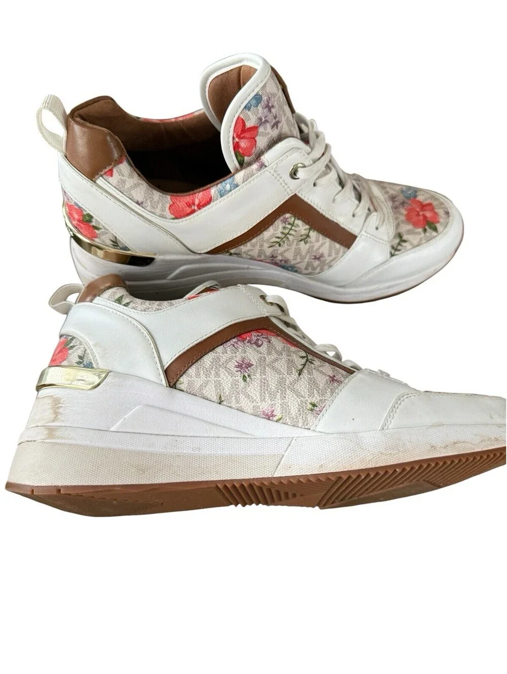 Michael Kors Georgie Trainers Sneaks Size 10 Leather And Synthetic Upper Floral
